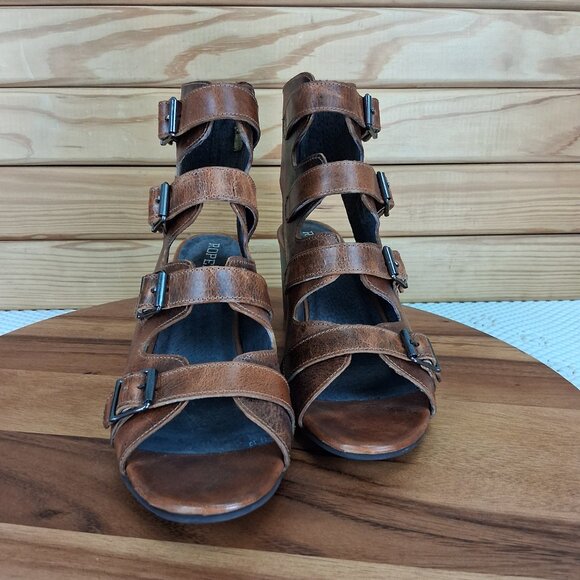 Roper Fashion Shoes Women's 10 Milo Leather Brown Buckle Bootie Sandal Brown - Picture 2 of 8